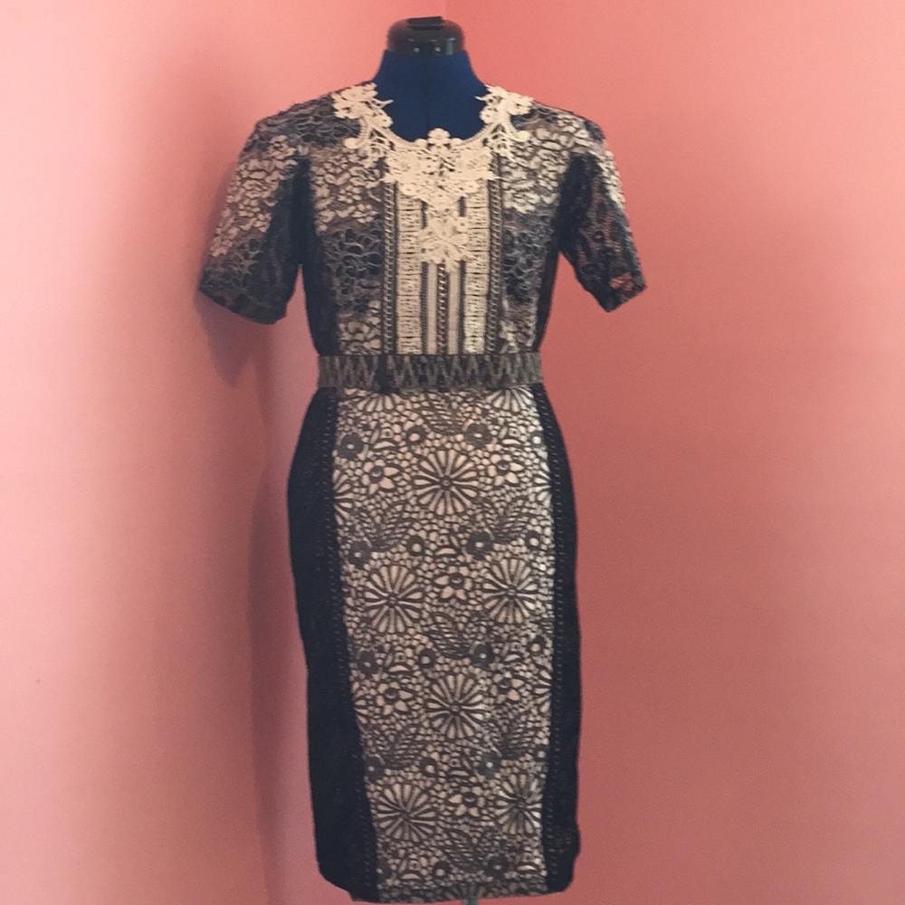 Formal dress multiple black and ivory detail